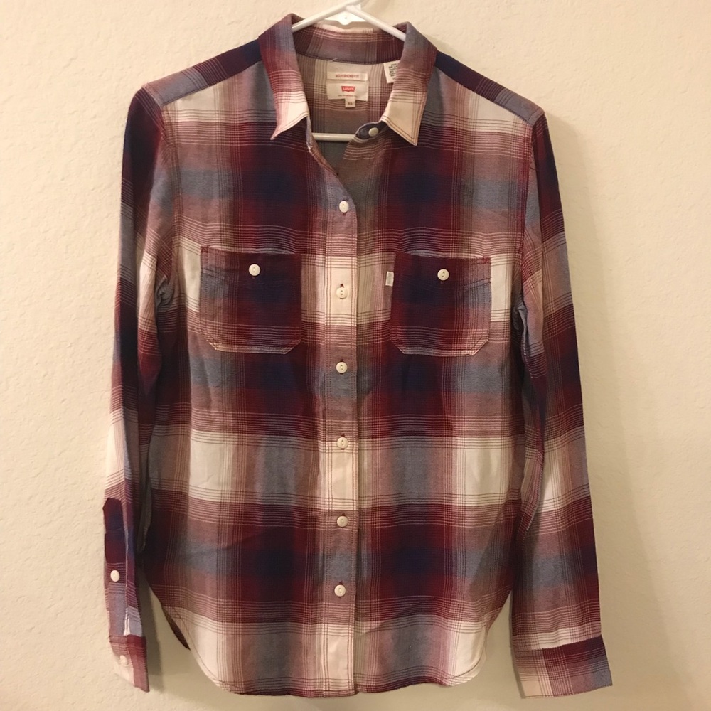 NWOT Boyfriend Plaid Shirt Size XS - Picture 2 of 7